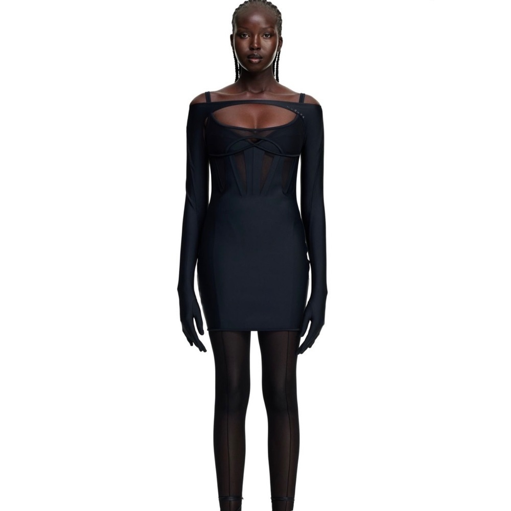 Mugler x H&M Collaboration Sleeveless Black Mini Corset Dress Size XL BodyCon